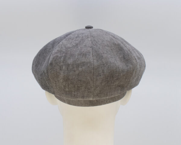 Cap Collection: Peaky Cap (Linen) (Mens) - Grey (Back View)