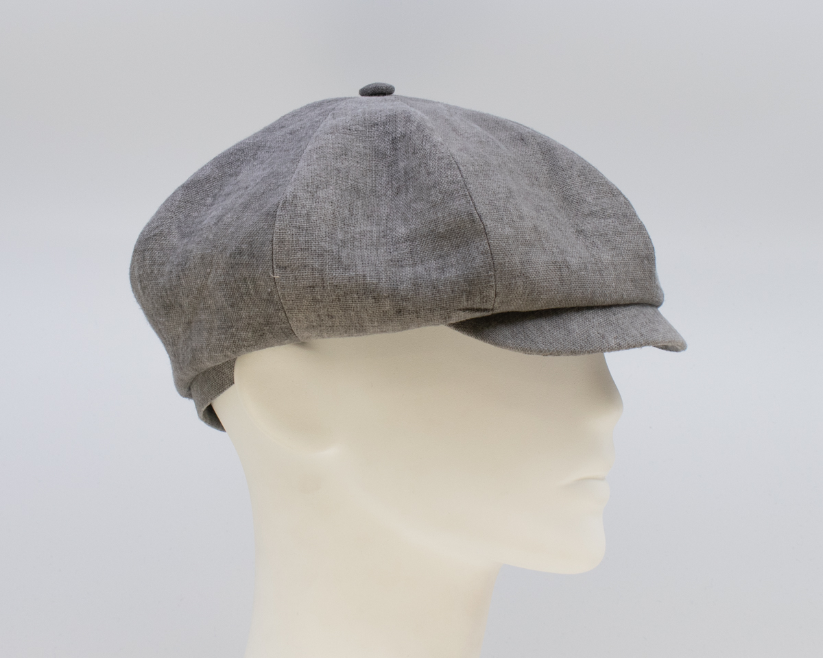 Cap Collection: Peaky Cap (Linen) (Mens) - Grey (Side View 2)