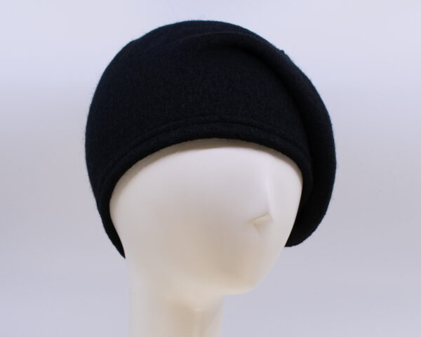 Boiled Wool: Beret - Black (Side View 2)