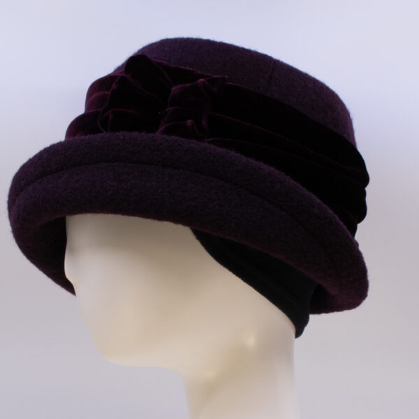 Boiled Wool: Jeanette - Aubergine/Aubergine (Velvet) (Side View) (Ear Cuff)