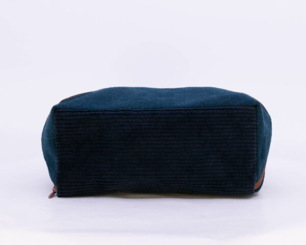 Asymmetrical Cosmetic Bag - Teal/Navy Corduroy-2