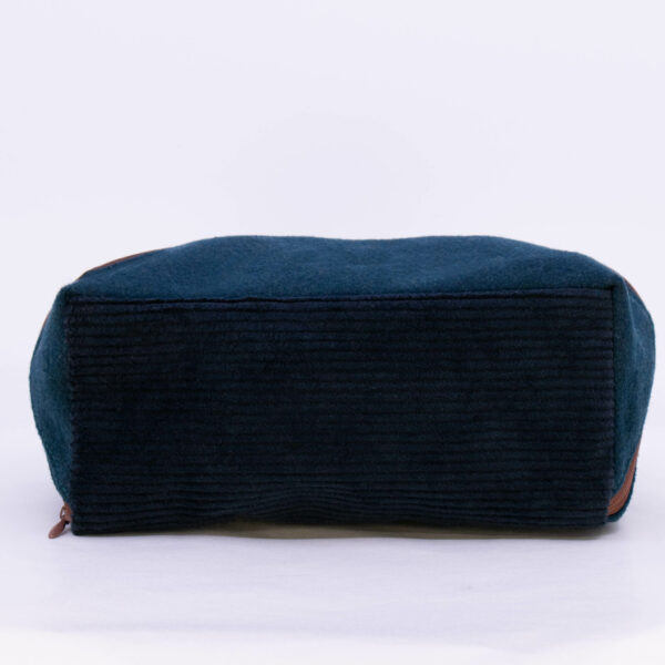 Asymmetrical Cosmetic Bag - Teal/Navy Corduroy-2