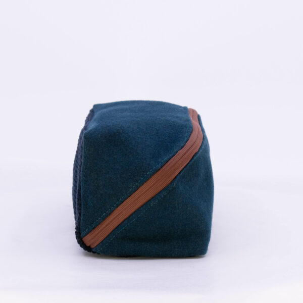 Asymmetrical Cosmetic Bag - Teal/Navy Corduroy-3