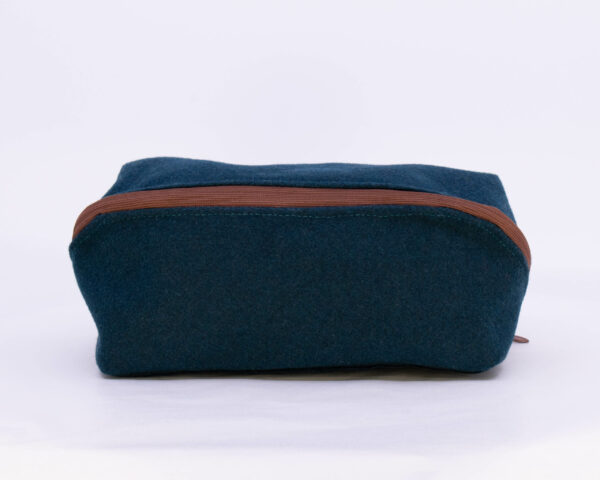 Asymmetrical Cosmetic Bag - Teal/Navy Corduroy-4