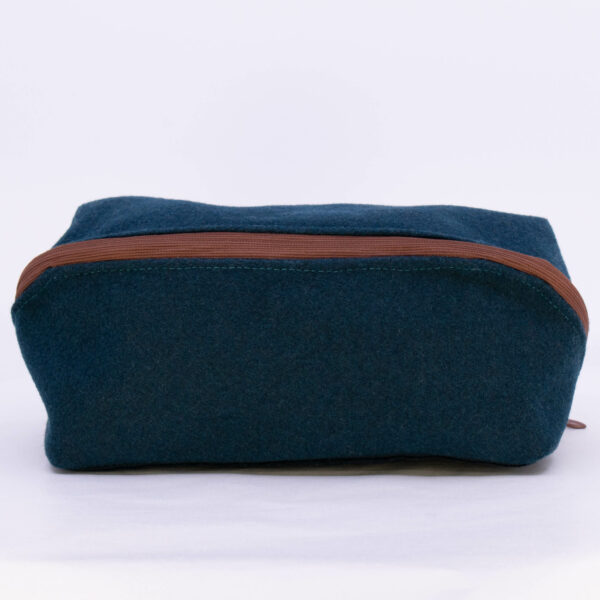 Asymmetrical Cosmetic Bag - Teal/Navy Corduroy-4