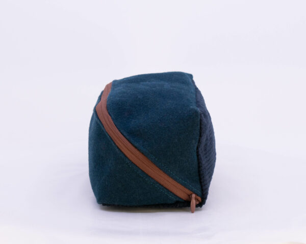 Asymmetrical Cosmetic Bag - Teal/Navy Corduroy