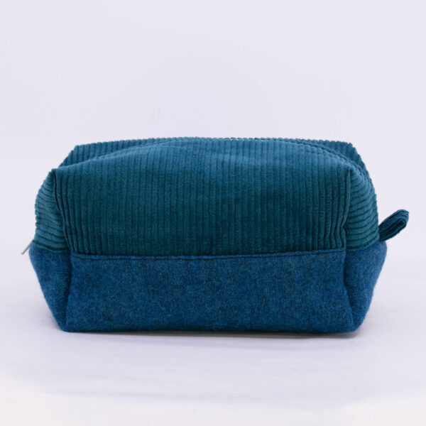 Cosmetic Bag - Teal Corduroy/Azure Boiled Wool-2