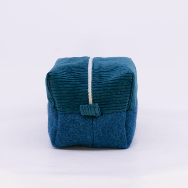 Cosmetic Bag - Teal Corduroy/Azure Boiled Wool-3