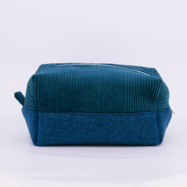 Cosmetic Bag - Teal Corduroy/Azure Boiled Wool-4