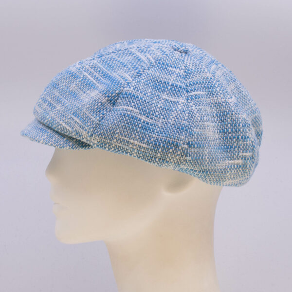 Indigo: Peaky Cap (Mens) - Sky Tweed (Side View)