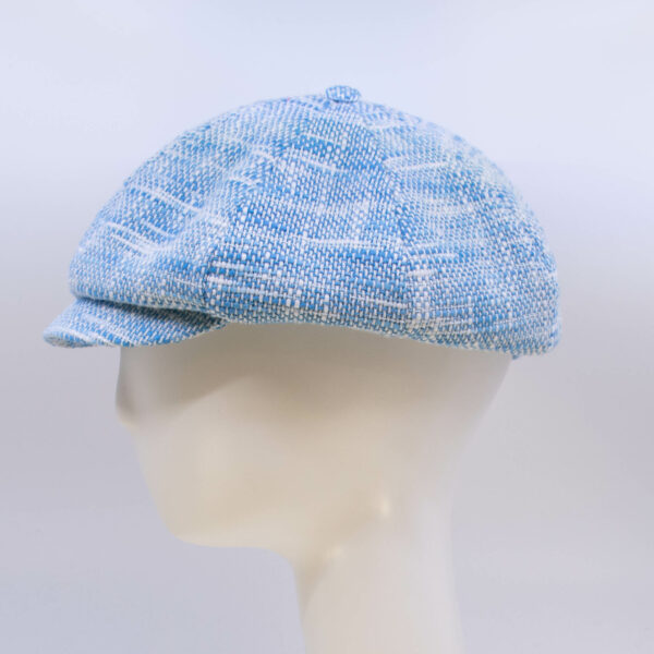 Indigo: Peaky Cap - Sky Tweed (Side View)