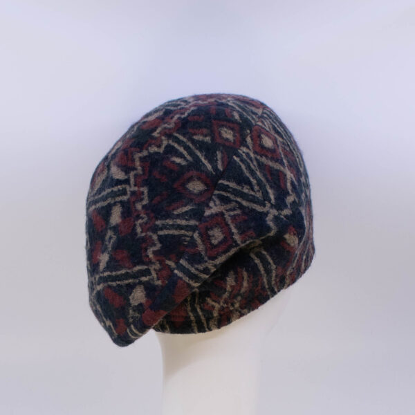 Boiled Wool: Beret - Print (Back View)