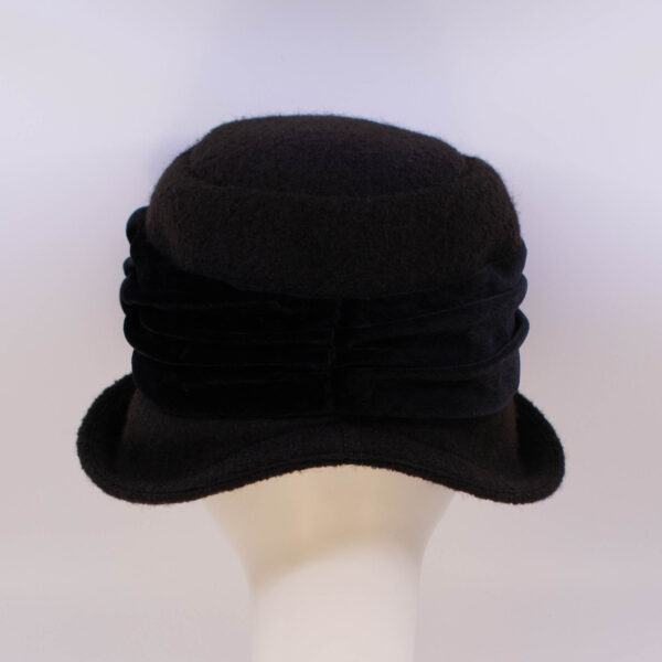 Boiled Wool: Jeanette - Dark Brown/Black (Back View)