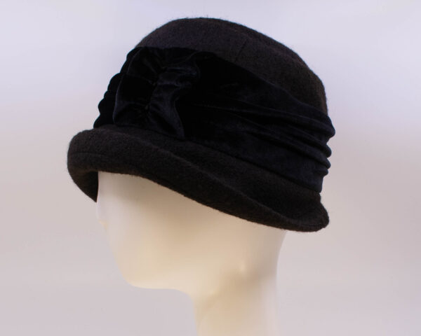 Boiled Wool: Jeanette - Dark Brown/Black (Side View)