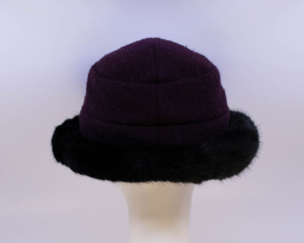 Boiled Wool: Stella - Aubergine/Sochi (Faux Fur) (Back View)