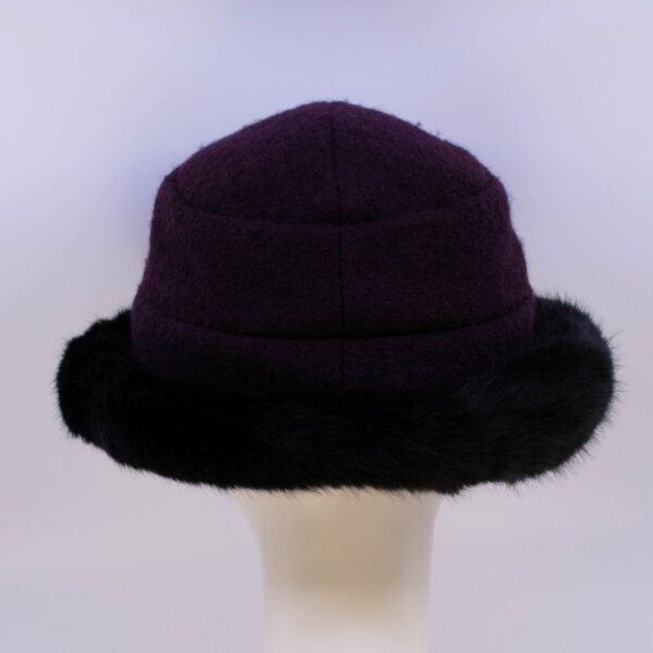 Boiled Wool: Stella - Aubergine/Sochi (Faux Fur) (Back View)