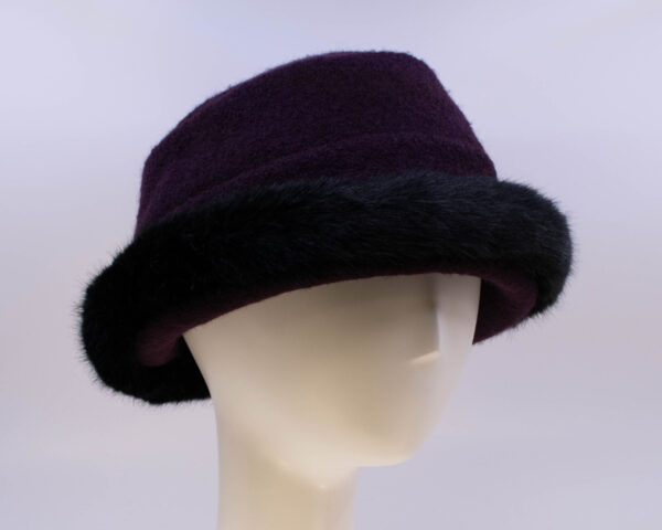 Boiled Wool: Stella - Aubergine/Sochi (Faux Fur) (Side View 2)