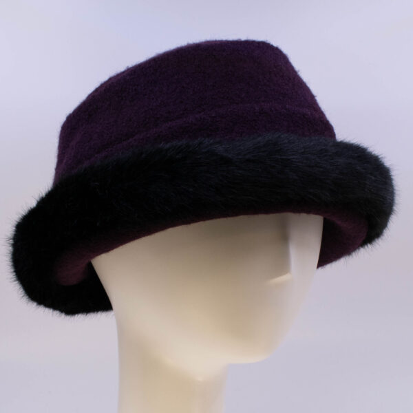 Boiled Wool: Stella - Aubergine/Sochi (Faux Fur) (Side View 2)