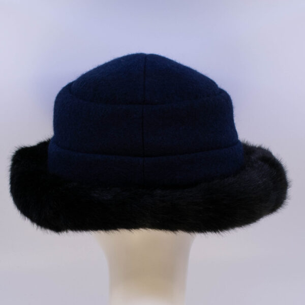 Boiled Wool: Stella - Navy/Sochi (Faux Fur) (Back View)