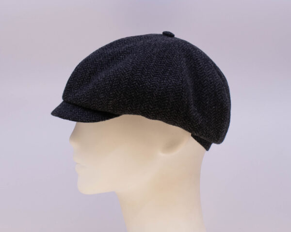 Graphite: Peaky Cap (Mens) - Herringbone (Side View)