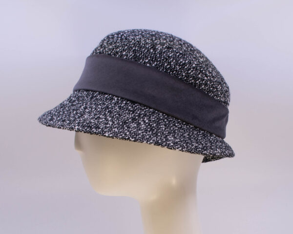 Tweeds: Kaitlin (Velvet) - Black/Grey (Side View)