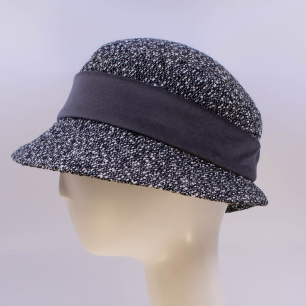 Tweeds: Kaitlin (Velvet) - Black/Grey (Side View)