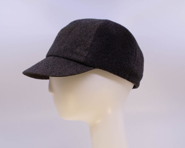 Mohair: Ball Cap - Brown/Tan Herringbone (Side View)