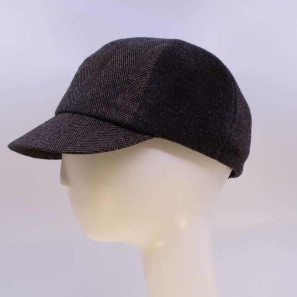 Mohair: Ball Cap - Brown/Tan Herringbone (Side View)