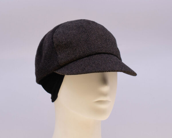 Mohair: Ball Cap (Mens) - Brown/Tan Herringbone (Side View 2 Ear Cuff)