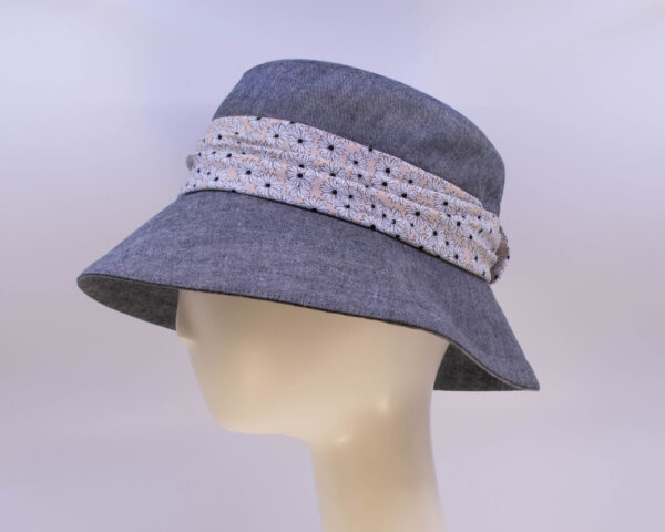 Chambray: Felice (Wrap) - Grey/Daisy (Side View)