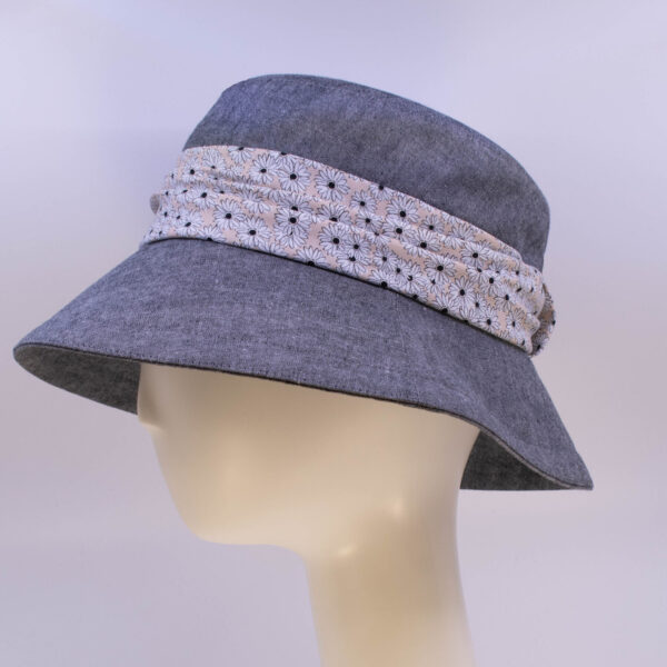 Chambray: Felice (Wrap) - Grey/Daisy (Side View)