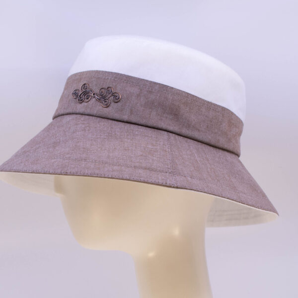 Chambray: Felice - White/Sepia (Side View)