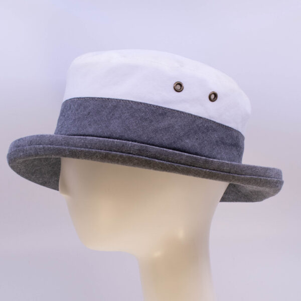 Chambray: Miranda - White/Grey (Side View)