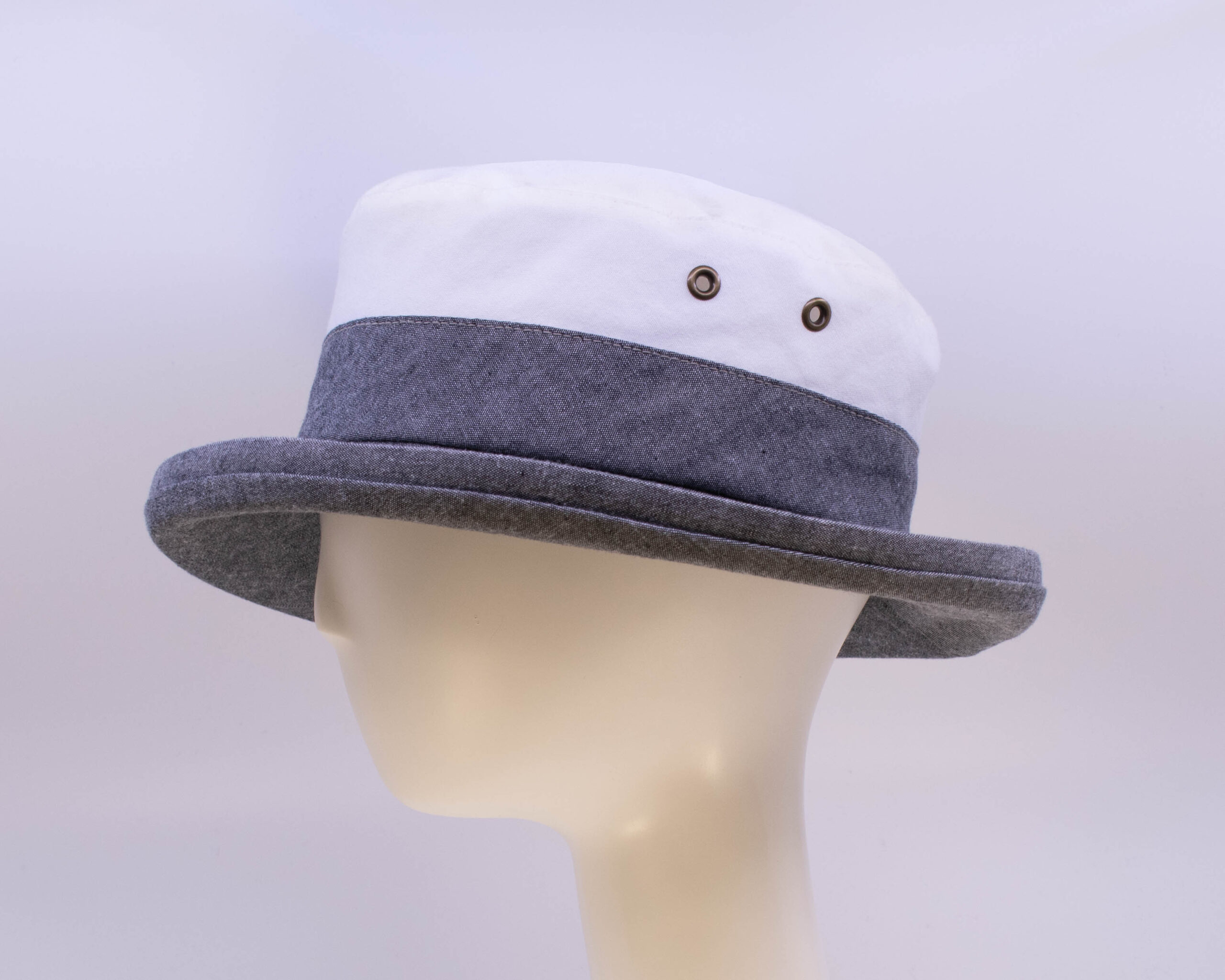 Chambray: Miranda - White/Grey (Side View)