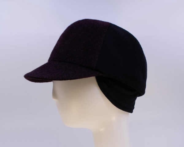 Mohair: Ball Cap - Burgundy/Black (Side View Ear Cuff)