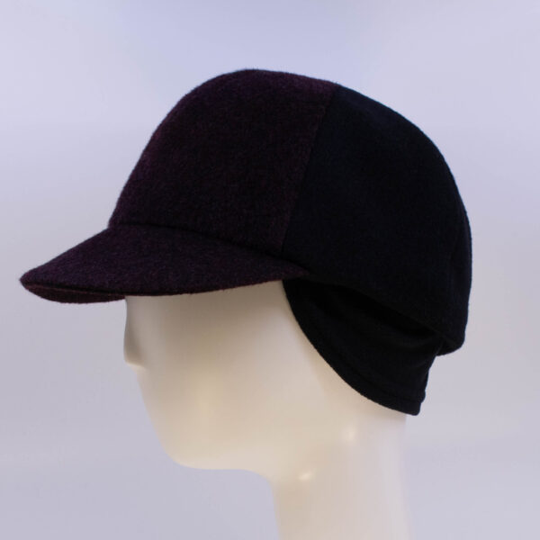 Mohair: Ball Cap - Burgundy/Black (Side View Ear Cuff)