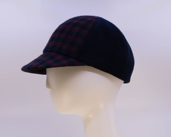 Rose: Ball Cap - Burgundy Check/Navy (Side View)