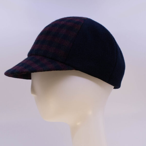 Rose: Ball Cap - Burgundy Check/Navy (Side View)