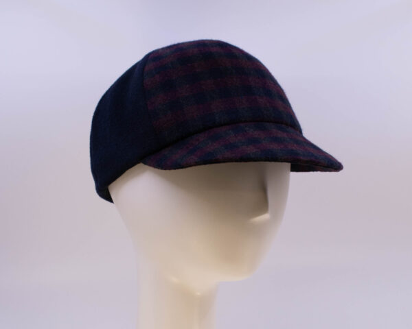 Rose: Ball Cap - Burgundy Check/Navy (Side View 2)