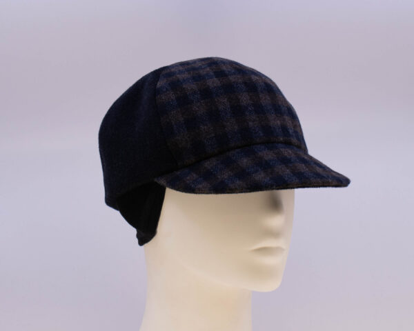 Check: Ball Cap (Mens) - Navy Check/Navy (Side View 2 Ear Cuff)