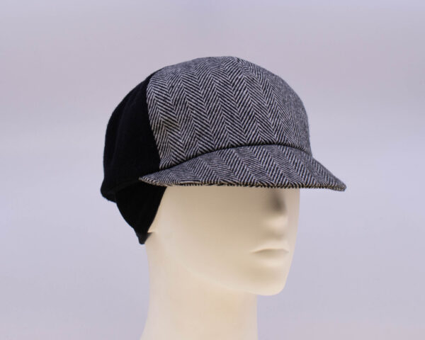 Vintage: Ball Cap (Mens) - Black & White/Black (Side View 2 Ear Cuff)