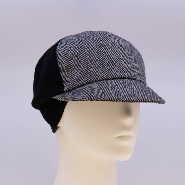 Vintage: Ball Cap (Mens) - Black & White/Black (Side View 2 Ear Cuff)