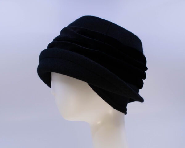 Boiled Wool: Jeanette (Velvet) - Black/Black (Side View Ear Cuff)