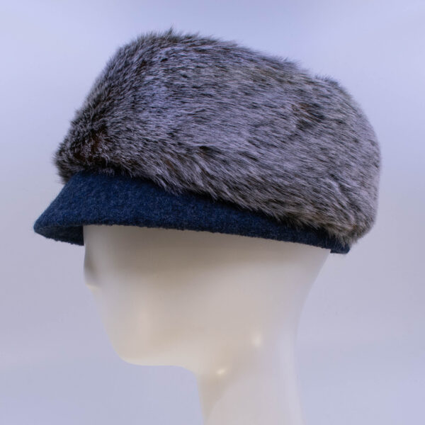 Hidden Fox: Trapper Jane (Faux Fur) - Denim/Fox (Side View)